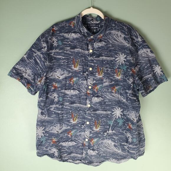 Lucky Brand Men's Surfing Short Sleeve San Gabriel Chambray Print Shirt Size XXL - Picture 1 of 8